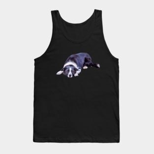 Border Collie Lying Down Playing Fetch Tank Top